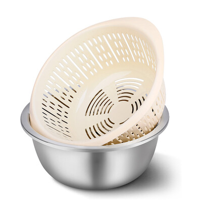 

Large double-layer drain drain basket 304 stainless steel plastic drain sieve washing vegetables washed rice