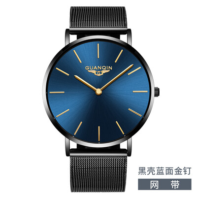 

GUANQIN Brand Luxury Simple Design Ultra Thin Mesh Band Quartz Watch Men Business Waterproof Steel Wristwatch relogio masculino