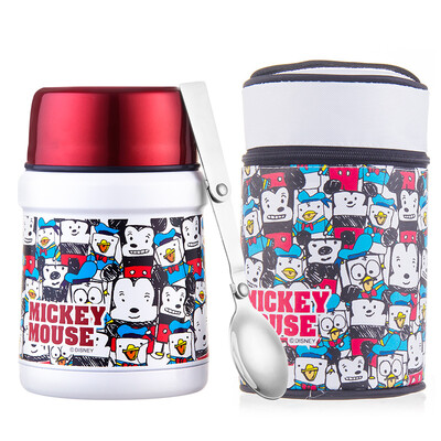 

Disney (Disney) детские изоляционные чашки из нержавеющей стали двухслойные вакуумные тушёные горшки изоляция каши бочки Микки красный 450мл