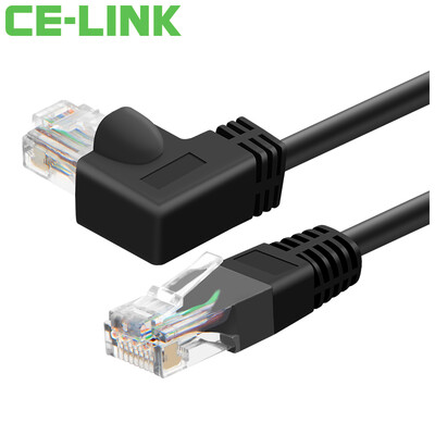 

CE-LINK 1731 CAT6 Шестиклассный высокоскоростной кабель 2-метровый прямоугольный голова с правосторонним сетевым кабелем 90-градусный локтевой кабель круглый провод позолоченный шрапнель сетевой кабель черный