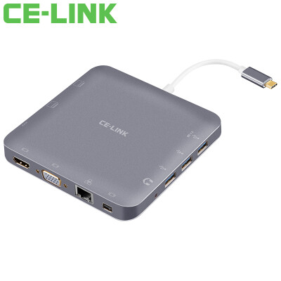 

CE-LINK 3708 Type-C HDMIVGAMiniDPCard Converter USB-C Apple Mac Multi-Port Docking HUB Hub with PD Charging