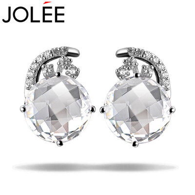 

Feather JOLEE earrings S925 silver natural white crystal earrings fashion earrings colored gemstone earrings sent his girlfriend honor wife gift white