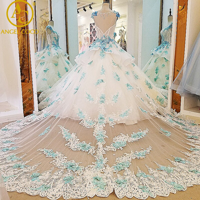

Luxurious crystals Applique Floral wedding dress Expensive bridal Gown robe de mariage vestido de noiva curto 2017 Customize