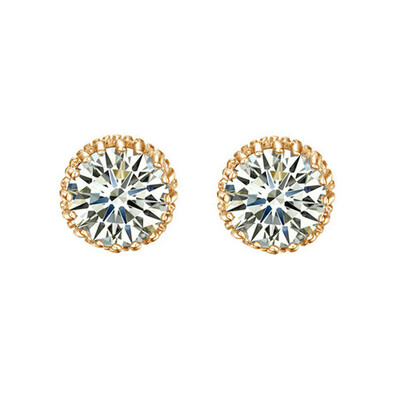 

Yoursfs Round Stud Earrings For Women Luxury Top Clear Zirconia Paved Silver Color Brincos Wedding Earring Jewelry