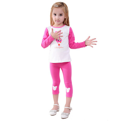 

Ou Mai Beibei girl leggings summer thin section Mickey elastic seven leggings M0068 rose red 110 yards