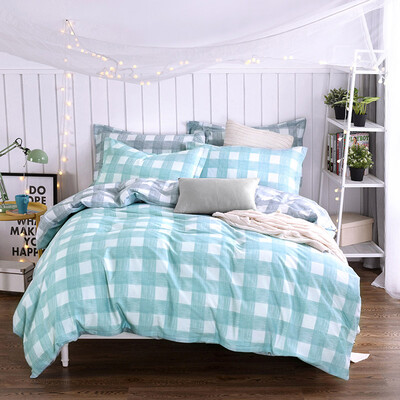 

Yingxin textile cotton bedding high count high-density four-piece cotton sheets quilt cover suite to increase double 15 18 meters Jin Shang blue