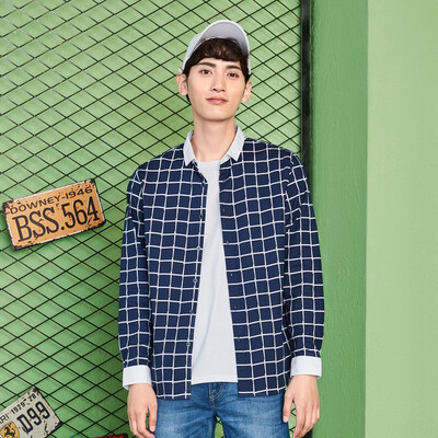 

Semir Long Sleeve Shirt Men's 2017 Fall Men's Slims Korean Patterns Urban T-Shirts 13316051215 White Trim