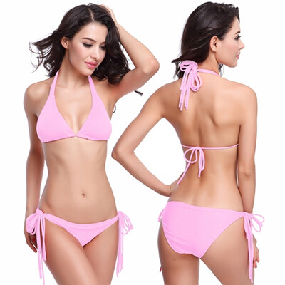 

sexy bikini swimsuit Long Halters Fully lined Removable Push up padding 2017 Hot Style Woman VS swimwear .L.XL.XXL