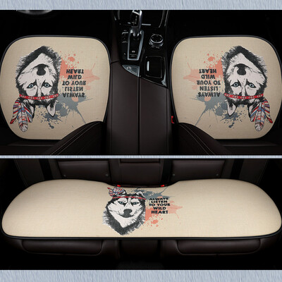 

Purple wind bell cartoon car seat three-piece four seasons universal imitation linen no back linen car seat cushion single small three single-chip four seasons pad Husky