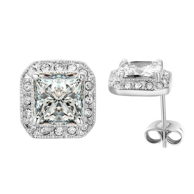 

Yoursfs @ Великолепные серьги с вырезом Sqaure Diamante Свадебные украшения для женщин 18ct GP