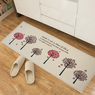 

Green bathroom cotton linen mat fabric floor mat kitchen anti-slip door mat maple section 45120cm