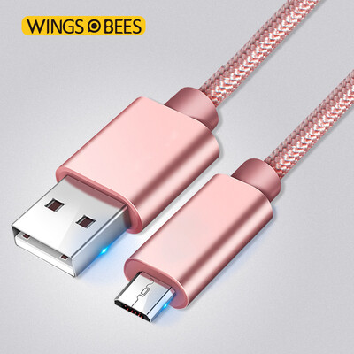 

Кабель передачи данных Эндрю Bee для крыла Micro USB Эндрюс интерфейс Мобильный телефон зарядное устройство Шнур питания плетеный провод 1 м Розовое золото для Samsung / просо / Meizu / Sony / HTC