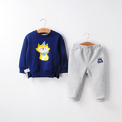 

Cotton fruit fruit Q'ton baby autumn new hot male baby out of cotton cartoon small fox hedging suit M423302216738 navy blue 100cm