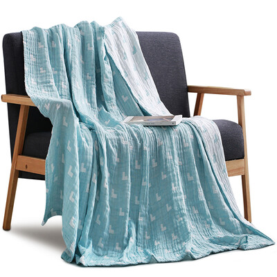 

Sanli cotton AB version symbol gauze towel was 40s combed yarn home lunch break four seasons universal blankets single 150 × 200cm light blue