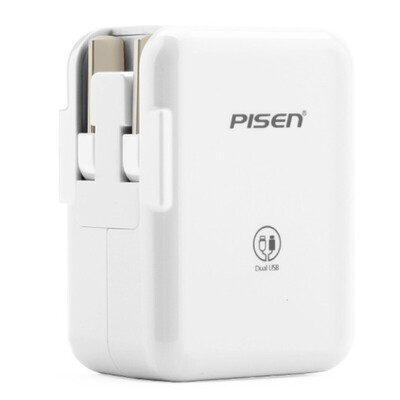

PISEN IPad зарядное 2.4A Dual USB телефон / планшет / мобильный зарядное устройство / двухпортовый / две зарядки головки (исключая кабель) Pingguobai