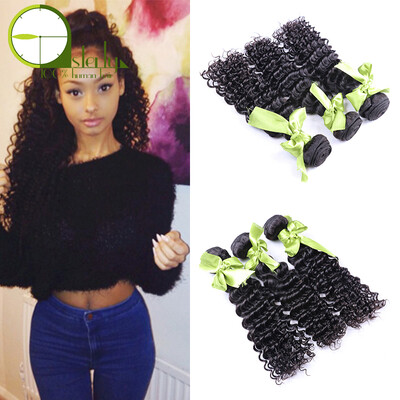 

3Bundles 8A Grade Grace Brazilian Virgin Hair Deep Wave Human Hair Weave Natural Black Hair Weft Brazilian Virgin Hair Deep Wave