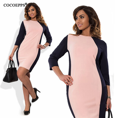 

COCOEPPS L-6XL Plus Size Patchwork dresses 2017 Summer Autumn Elegant Casual Women dress big size o-neck office bodycon dress