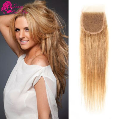 

7a Malaysian Straight Closure Cheap Free Part Lace Closure Remy Straight Human Hair Honey Blonde 44 Lace Closure