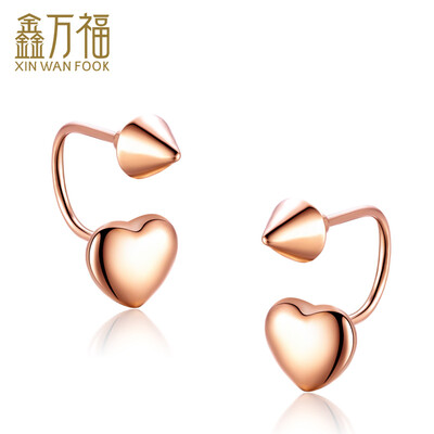 

Xin Wanfu heart shaped 18K rose gold earrings personalized fashion female about 1.40-1.60g