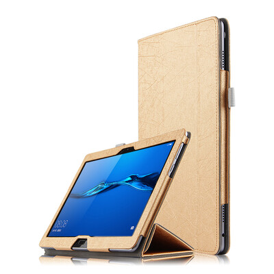 

KOOLIFE Huawei M3 youth version of the protective sleeve steel grain leather case Siamese holstein stent holster Huawei flat version m3 youth version of the flat protective shell 101 inches - gold