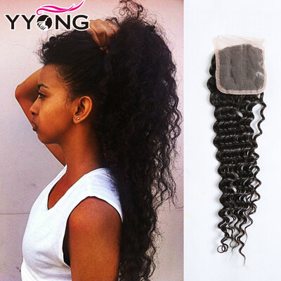 

Brazilian Virgin Hair Lace Closure Deep Wave YYONG Hair Products 8A High Quality Lace Top Closure 4X4 Bleached Konts Free Shipping