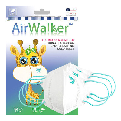 

Freshwalker Airwalker US import filter children&39s protective masks 25-5 years old times of protection type PM25 anti-haze earrings 3 Pack