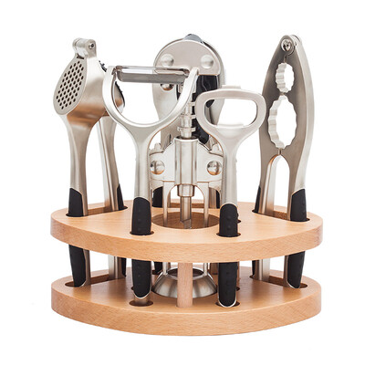 

Jingdong supermarket Bailun Bairun walnut pliers open cans pressure mosses peeling knife knives beer open red wine bottle opener set gift box ZR3684
