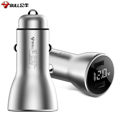 

Bull car charger cigarette lighter GNV-CD1180 silver 5V 36A dual USB one to two voltage detection LED digital metal material