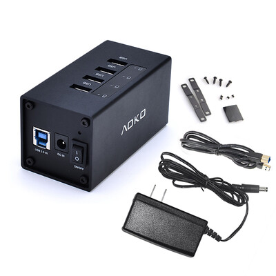 

4 Ports Aluminum USB 30 Hub High Speed for PC Laptop Desktop 24W power supply USB Cable