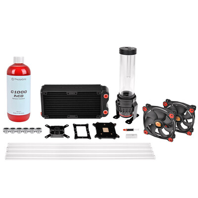 

Tt Thermaltake ice core RL 240-D5 hard tube water cooling set D5 pump 64mm thick cold row 300ml water tank pure copper micro flow channel cold head shockproof fan