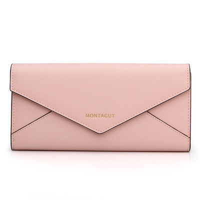 

Montagut MONTAGUT wallet female long section cowhide fashion wild Korean version of the tide ladies folding buckle simple envelope wallet thin section R742200