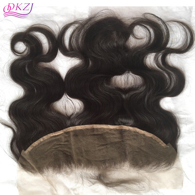 

QDKZJ 13X4 Peruvian Body Wave Lace Frontal Virgin Human Hair Lace Frontal Closure With Baby Hair Bleached Free Middle 3Part