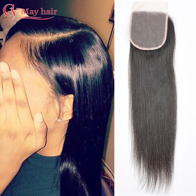

Cheap 9A Brazilian Straight Lace Closure Bleached Knots 4x4 Virgin Human Hair Lace Closure Free Middle 3 Part Top Lace Closures