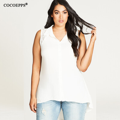 

fashionable lace hollow out women chiffon tshirt big sizes 2017 plus size sleeveless tshirts chiffon casual lace loose tank tops