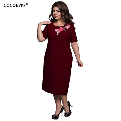 

COCOEPPS Vintage Summer Style 6XL Plus size Women Flower Embroidery Dress 2017 Elegant office evening party Big Large Size Dress