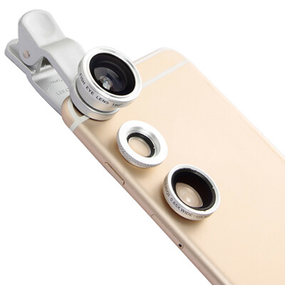 

Adventure (LIEQI) LQ-601 mobile phone lens wide-angle fillet macro three-in-one set of Apple Huawei external camera silver