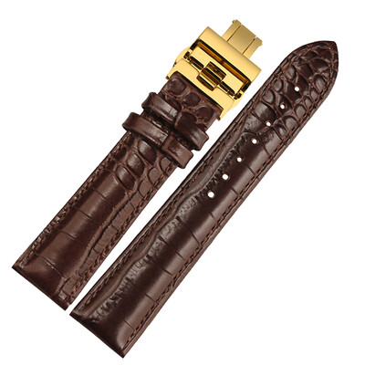 

NP01 18mm Watchband Women And Men With gold Butterfly Buckle Calfskin Watchstrap black/brown/dark brown
