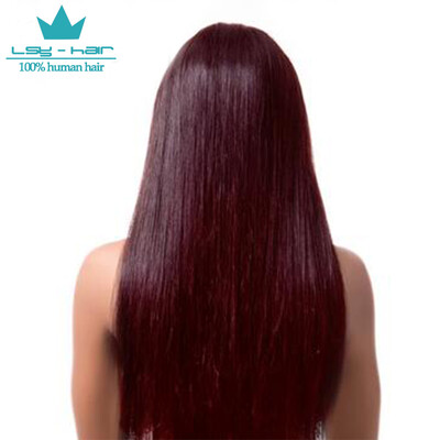 

99J Red Wine Colored Human Hair 4 Bundles Brazilian Virgin Hair Straight Weaves 8A Straight 99j Remy Hair Extensions