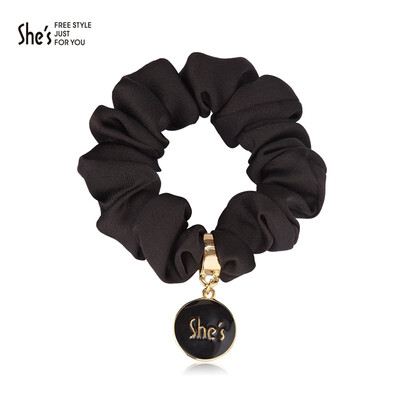 

shes Qian Zi headdress hair accessories hair ring head flower drip logo round pendant hairpin black