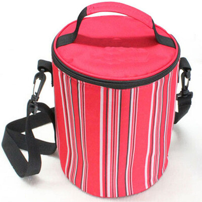 

Cylindrical Insulation Pack Picnic Pack Outdoor Striped Lunch Bag