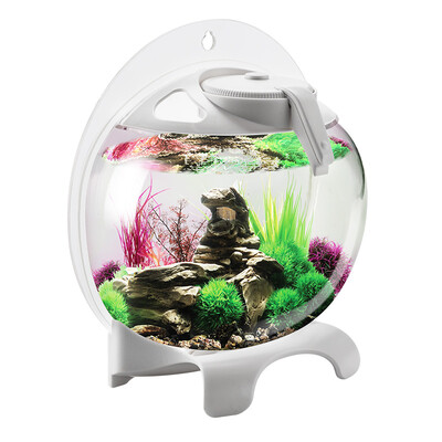 

Qi Yi natural apple dual-cylinder small fish tank mini-tank fish tank home bucket fish tank acrylic fish tank black with light FA18LB