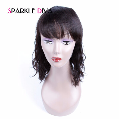 

150 Density  Lace Human Hair Wigs Natural Wave Brazilian Non Remy Hair Pre Plucked With Bangs Baby Hair