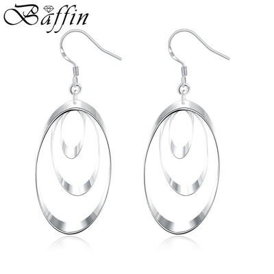 

Hot Fashion Circles Drop Earrings Silver Plated Dangle Earrings Statement Jewelry For Women Party