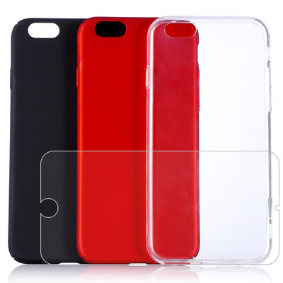 

Phone case shell four sets dostyle apple 7 mobile phone case protective cover iPhone7 hard shell red black TPU silicone sleeve transparent shell iPhone7 tempered film