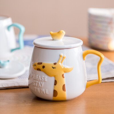 

Porcelain soul creative fashion cute milk cups personality ceramic water cups big belly mugs with covered spoon couple coffee cups stereo cow cups