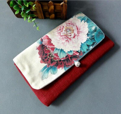 

Chinese wind retro cotton and linen canvas hand holding the package buckle wallet hand cloth national package