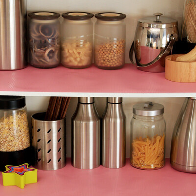 

Jingdong Supermarket] Ou Runzhe cabinet mats pink EVA material kitchen with a set of 3 sets of equipment