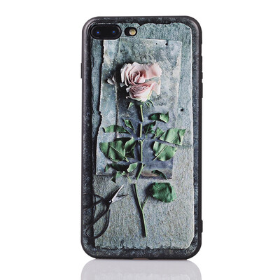 

Literature&Art Rose Flower 3D Visual Effect Case for iphone 6 6s 7 7s Plus Cover Case Bag Capa Coque