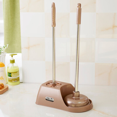 

Jingdong supermarket] Long Shida (LONGSTAR) with a seat stainless steel rod toilet brush toilet brush pipe dredge toilet suction suit LJ-0666 brown