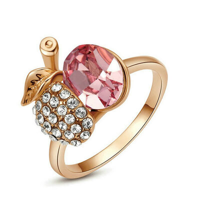 

Yoursfs @ Высокое качество Мода Cute Fruit Apple Кольца, сияющие для дочери Brithday Gift Girlfriend Austria Crystal 18 K Rose Gold